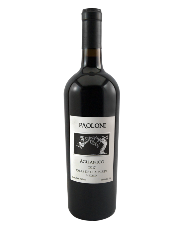 Se muestra la botella de Paoloni Aglianico 2017 por el frente